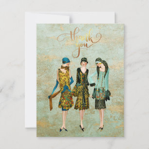 Illustration av Mode i vintage 1930 Tack Kort