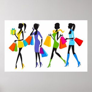 Illustration av Mode Shopping Girls Poster