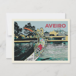 "Illustration av Moliceiro-båt i Aveiro Portugal Vykort