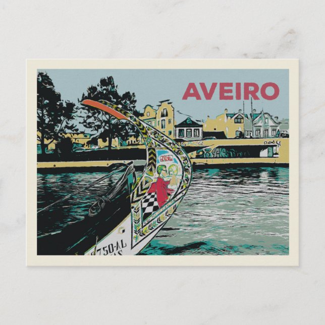 "Illustration av Moliceirobåt i Aveiro Portugal Vykort (Framsida)