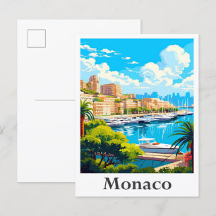 Illustration av Monaco Art Vintage resor Vykort