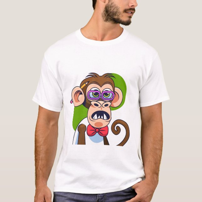Illustration av monkey-tecken för funny Tecknad T Shirt (Framsida)