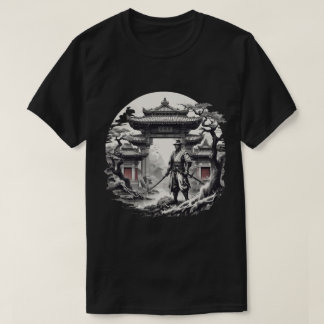 Illustration av Monochrome Samurai Warrior T Shirt