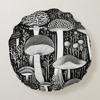 Illustration av monokroma svampskogar rund kudde