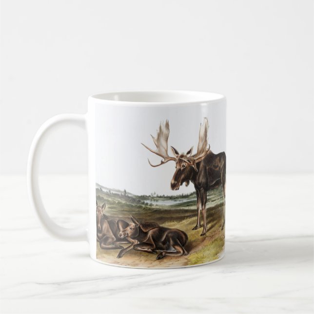 Illustration av moose Hjort (Servus alces) Kaffemugg (Vänster)
