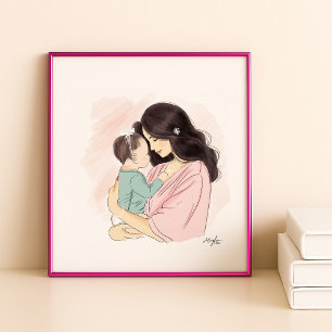 illustration av mor och baby poster