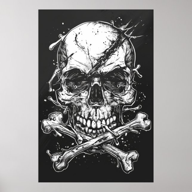 Illustration av mörk Evil Unique Skull och Crossbo Poster (Framsidan)
