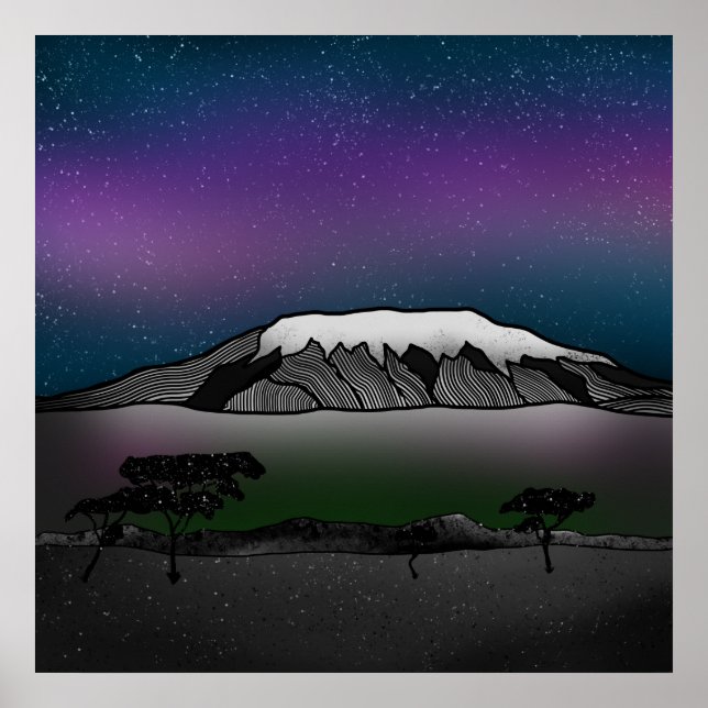 illustration av Mount Kilimanjaro Poster (Framsidan)