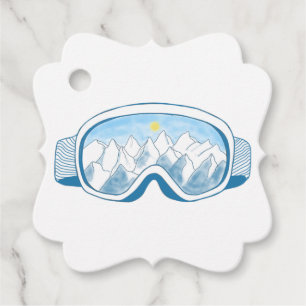 Illustration av Mountain Ski Goggles Gåvor Etiketter