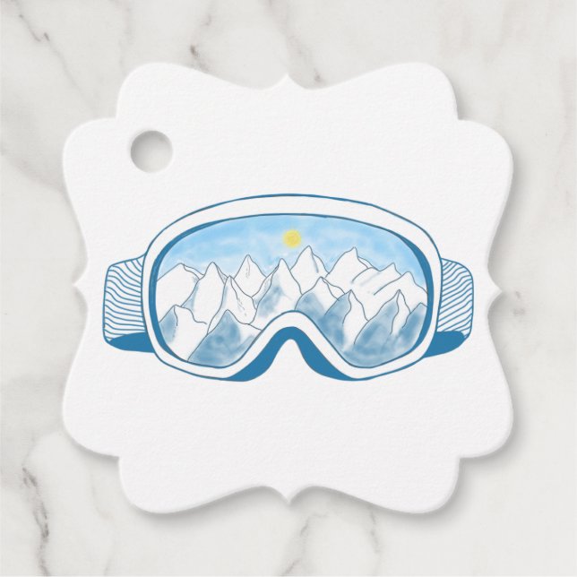 Illustration av Mountain Ski Goggles Gåvor Etiketter (Framsida)