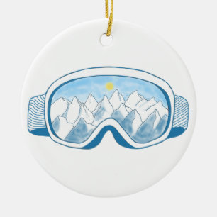 Illustration av Mountain Ski Goggles Julgransprydnad Keramik