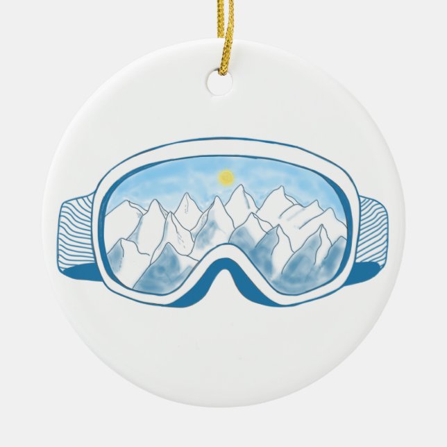 Illustration av Mountain Ski Goggles Julgransprydnad Keramik (Framsidan)