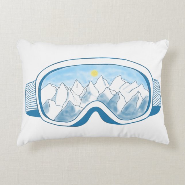 Illustration av Mountain Ski Goggles Prydnadskudde (Framsidan)