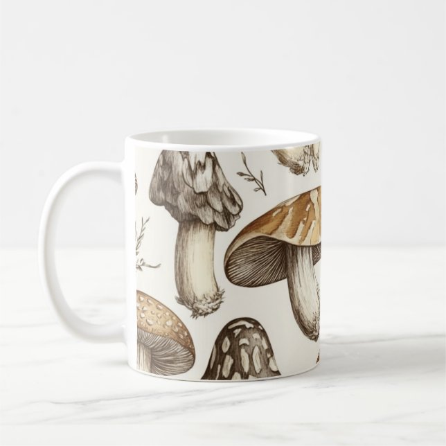 Illustration av Mushroom Mönster Kaffemugg (Vänster)