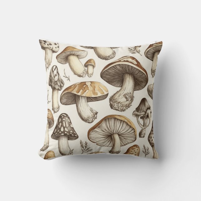 Illustration av Mushroom Mönster Kudde (Framsida)