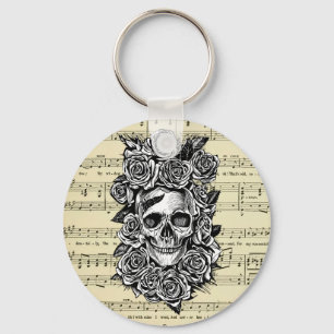 Illustration av musikkonsten Human Skull Ro lakan Nyckelring