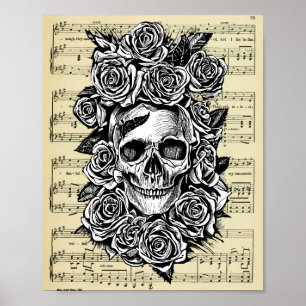 Illustration av musikkonsten Human Skull Ro lakan Poster