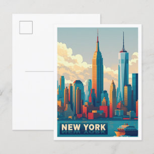 Illustration av New York City Art Vintage resor Vykort