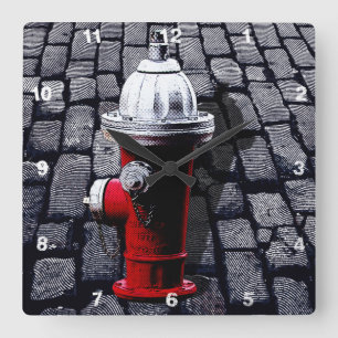 Illustration av New York Fire Hydrant Fyrkantig Klocka
