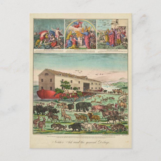 Illustration av Noahs Ark och general Deluge Vykort (Framsida)