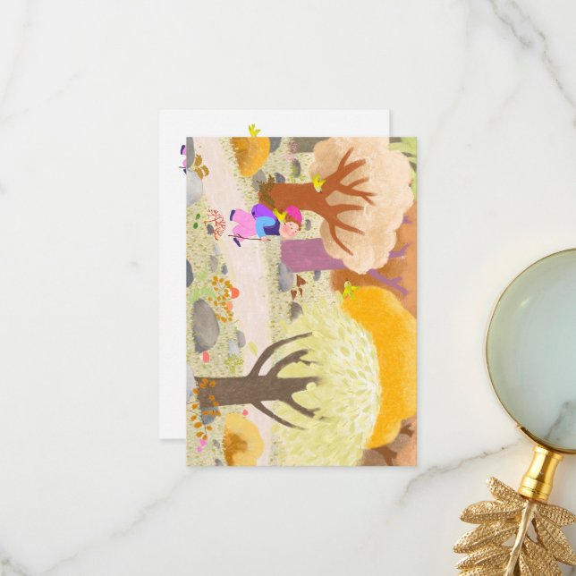 Illustration av notkort för in i skogen  tack kort (Fram/Back In Situ)