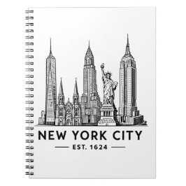 Illustration av NYC:s skyline med frihetsgudinnan Anteckningsbok