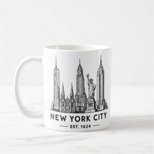 Illustration av NYC:s skyline med frihetsgudinnan Kaffemugg