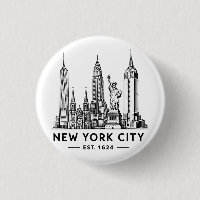 Illustration av NYC:s skyline med frihetsgudinnan