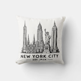 Illustration av NYC:s skyline med frihetsgudinnan Kudde