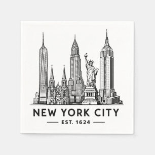 Illustration av NYC:s skyline med frihetsgudinnan Pappersservett