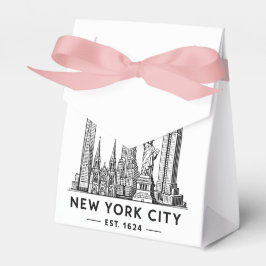 Illustration av NYC:s skyline med frihetsgudinnan Presentaskar