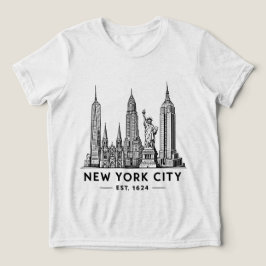 Illustration av NYC:s skyline med frihetsgudinnan T Shirt