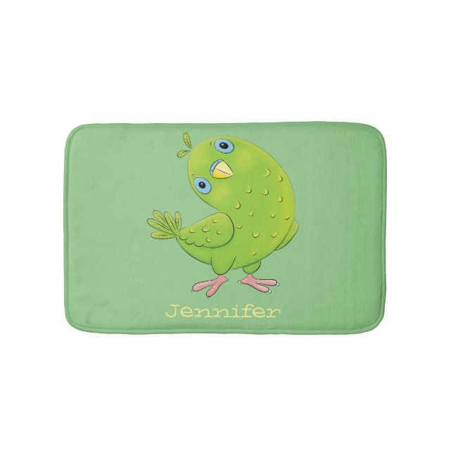 illustration av nyfiken tecknad för  paraketer för badrumsmatta (Framsidan)