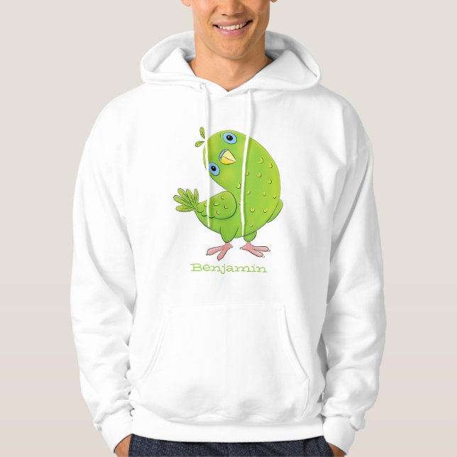 illustration av nyfiken tecknad för  paraketer för hoodie (Framsida)