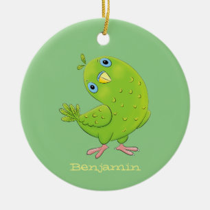 illustration av nyfiken tecknad för paraketer för julgransprydnad keramik
