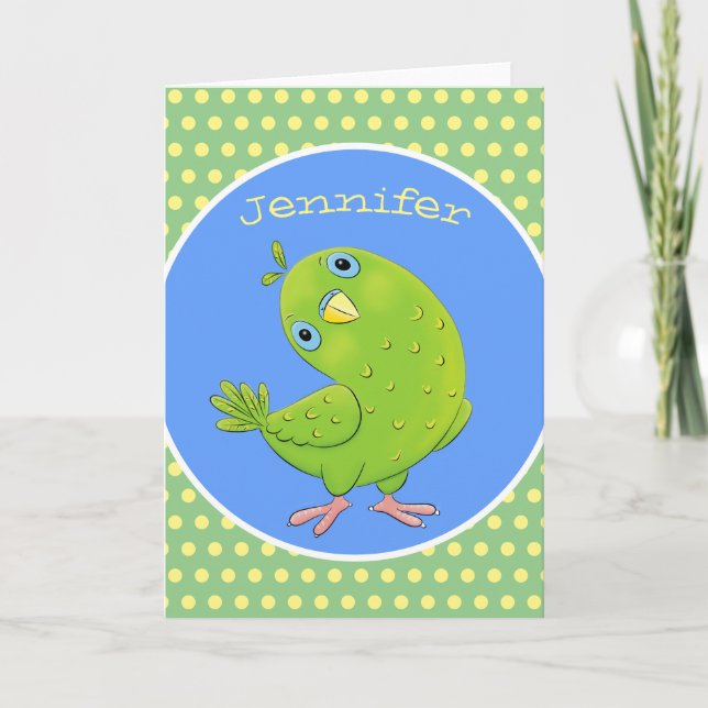 illustration av nyfiken tecknad för  paraketer för kort (Framsida)