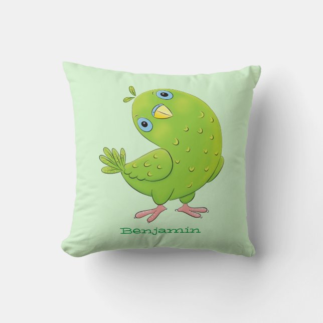 illustration av nyfiken tecknad för  paraketer för kudde (Framsida)
