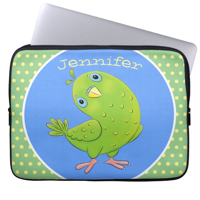 illustration av nyfiken tecknad för  paraketer för laptop fodral (Framsidan)