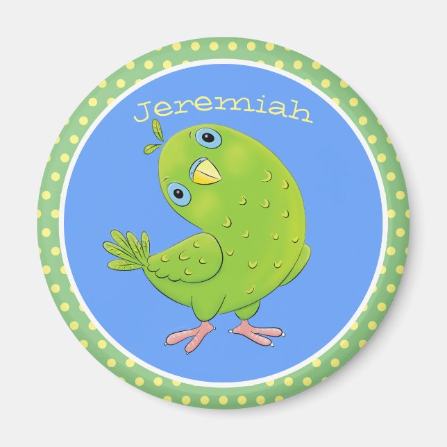 illustration av nyfiken tecknad för  paraketer för magnet (Framsidan)