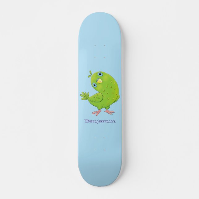 illustration av nyfiken tecknad för  paraketer för mini skateboard bräda 18,5 cm (Framsida)