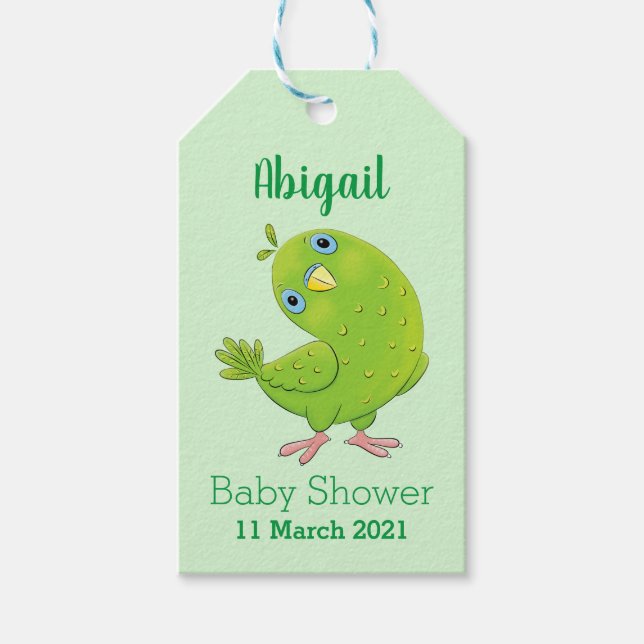 illustration av nyfiken tecknad för  paraketer för presentetikett (Framsidan)