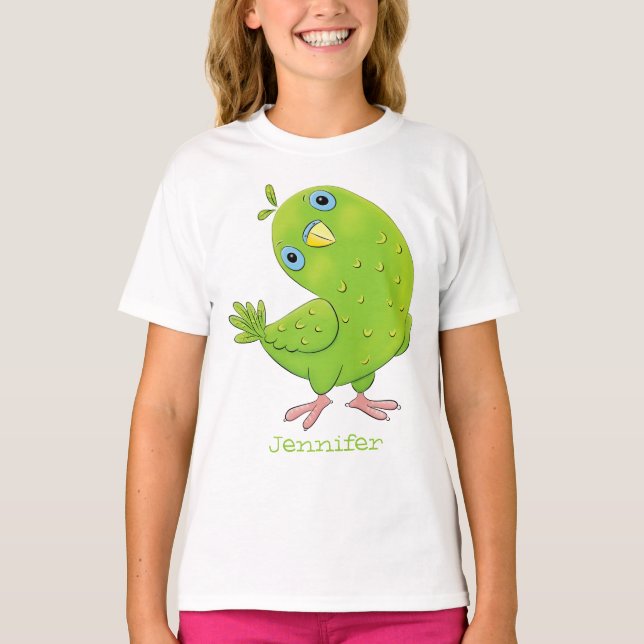 illustration av nyfiken tecknad för  paraketer för t shirt (Framsida)