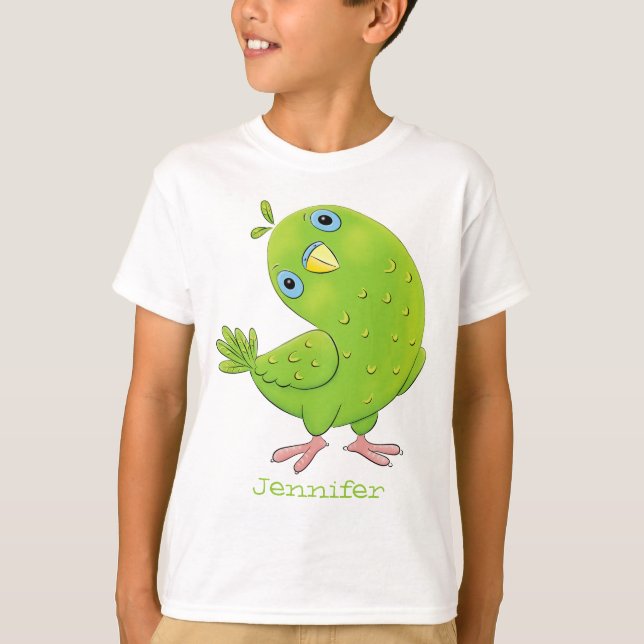 illustration av nyfiken tecknad för  paraketer för t shirt (Framsida)