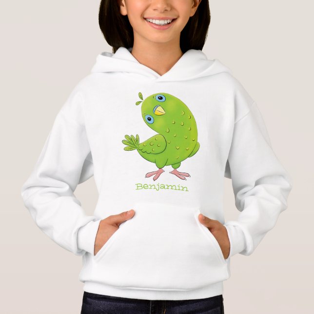 illustration av nyfiken tecknad för  paraketer för t shirt (Framsida)