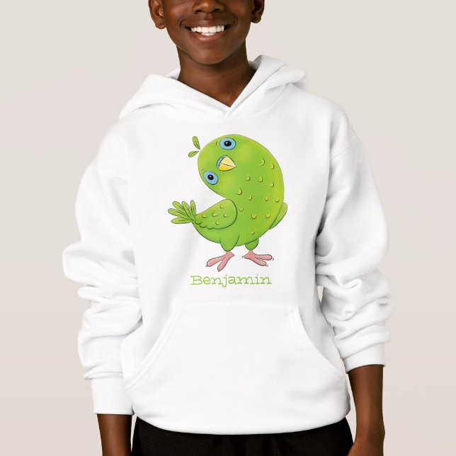 illustration av nyfiken tecknad för  paraketer för t shirt (Framsida)