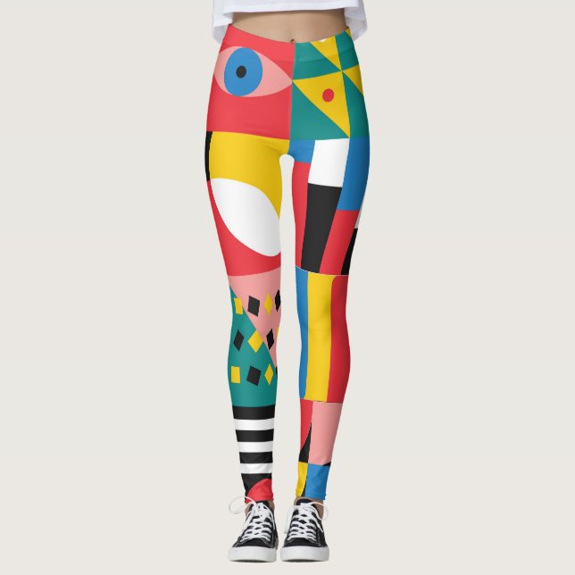 Illustration av nygeometriska färgformer leggings (Framsida)