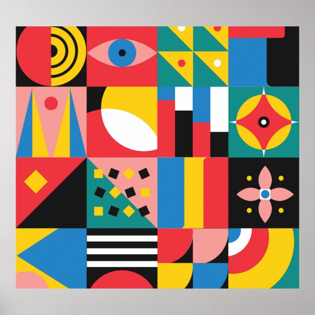 Illustration av nygeometriska färgformer poster (Framsidan)