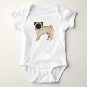 Illustration av obehaglig Färg Pug Mops Hund T Shirt