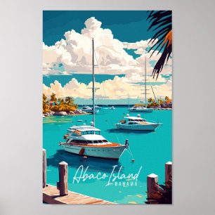 illustration av ön Bahama vintage resor i Abaco Poster