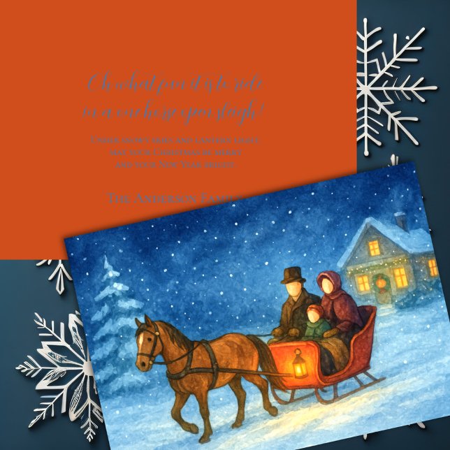 Illustration av One Horse Open Sleigh Ride Family Helgkort (Skapare uppladdad)